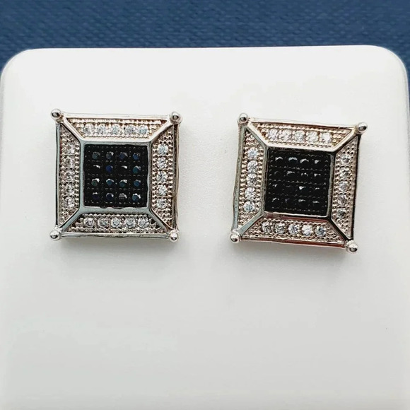 "925 Sterling Silver Plated CZ Earrings, EVBRS708 - Picture 1 of 10